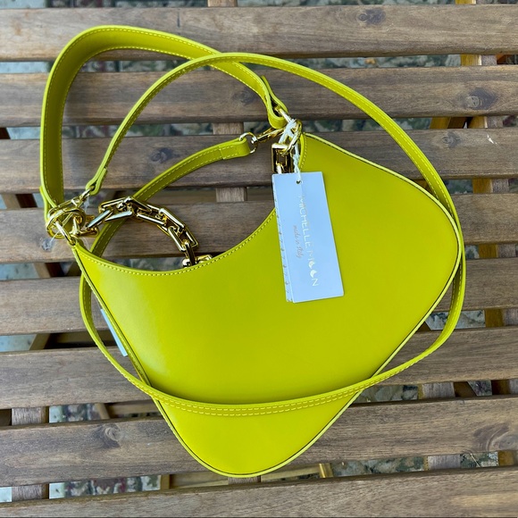 Michelle Moon Handbags - Michelle Moon Lime Green Made in Italy🇮🇹 Genuine 100 Leather Handbag Purse Y2K